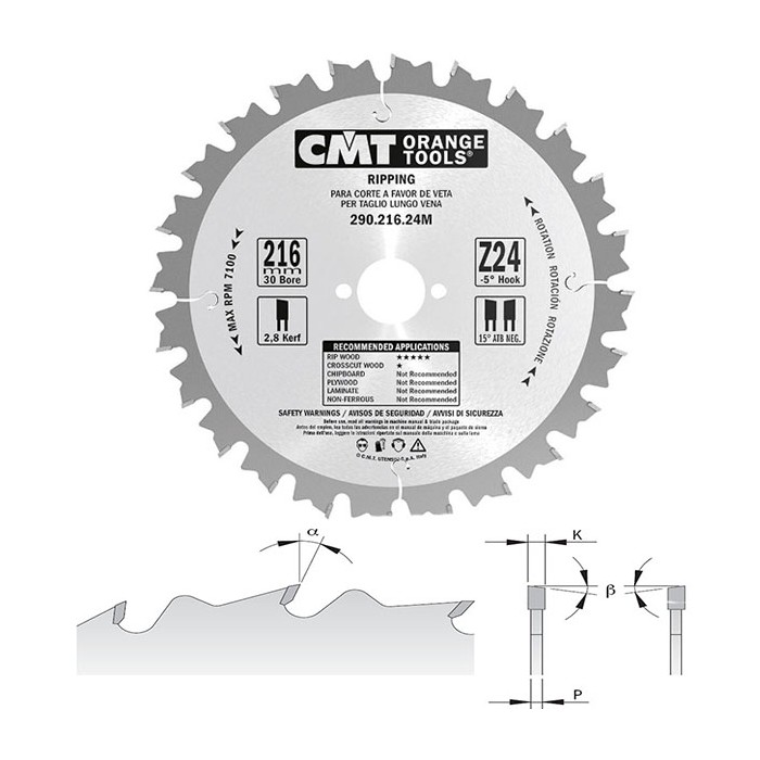 Пильный диск CMT для продольного пиления 290.250.24M