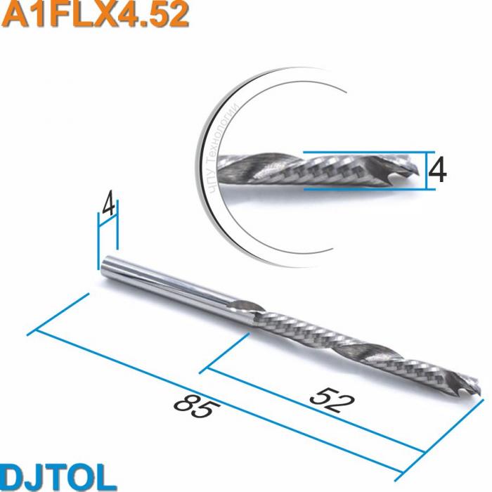 Фреза компрессионная однозаходная DJTOL A1FLX4.52