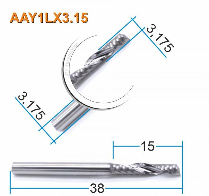 Фреза спиральная однозаходная DJTOL AAY1LX3.15