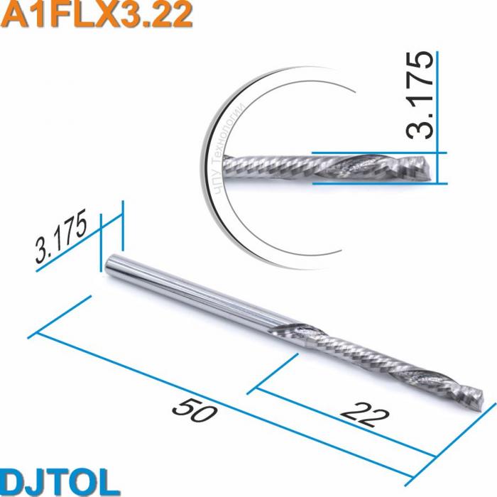 Фреза компрессионная однозаходная DJTOL A1FLX3.22