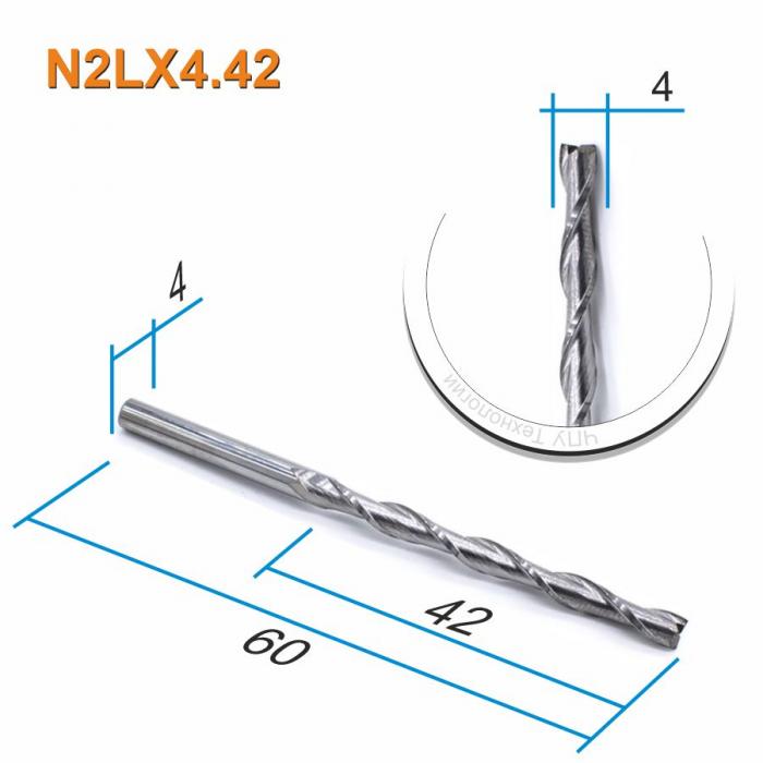 Фреза спиральная двухзаходная DJTOL N2LX4.42