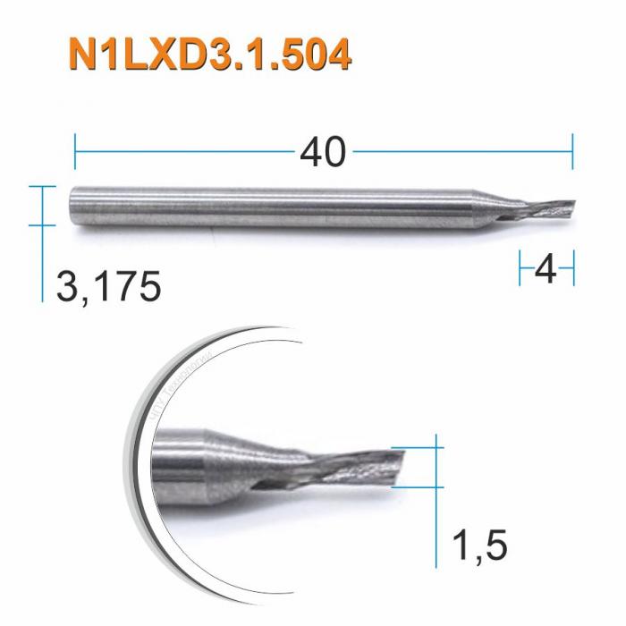 Фреза спиральная однозаходная стружка вниз DJTOL N1LXD3.1.504