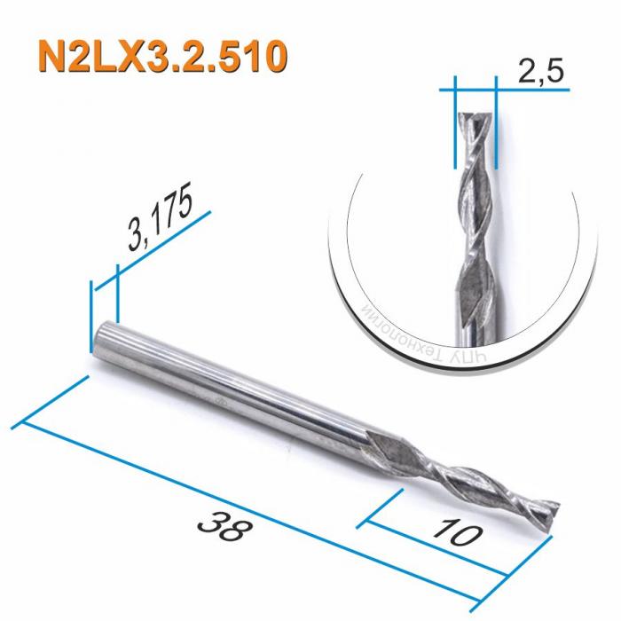 Фреза спиральная двухзаходная DJTOL N2LX3.2.510