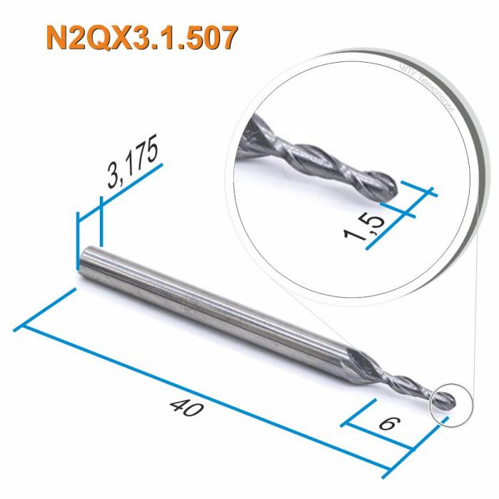 Фреза спиральная двухзаходная сферическая DJTOL N2QX3.1.507