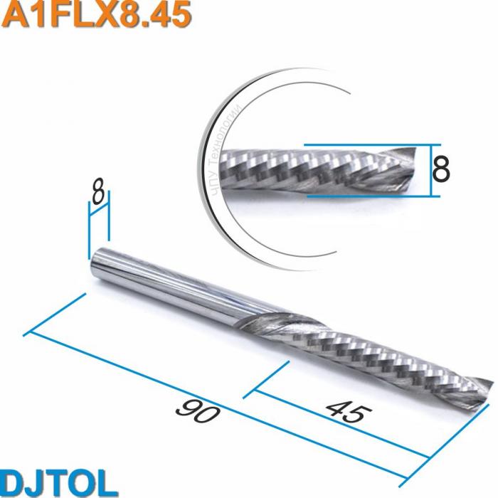 Фреза компрессионная однозаходная DJTOL A1FLX8.45