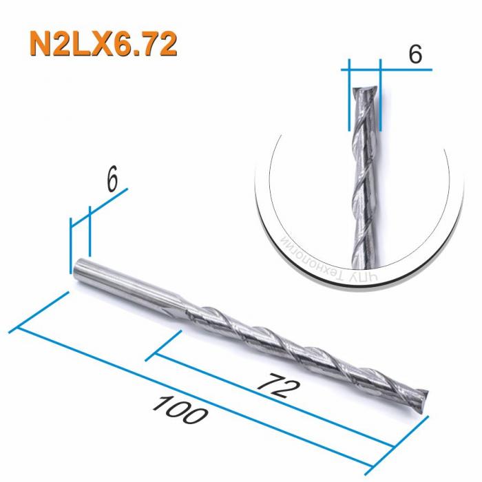 Фреза спиральная двухзаходная DJTOL N2LX6.72