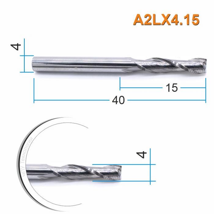 Фреза спиральная двухзаходная DJTOL A2LX4.15