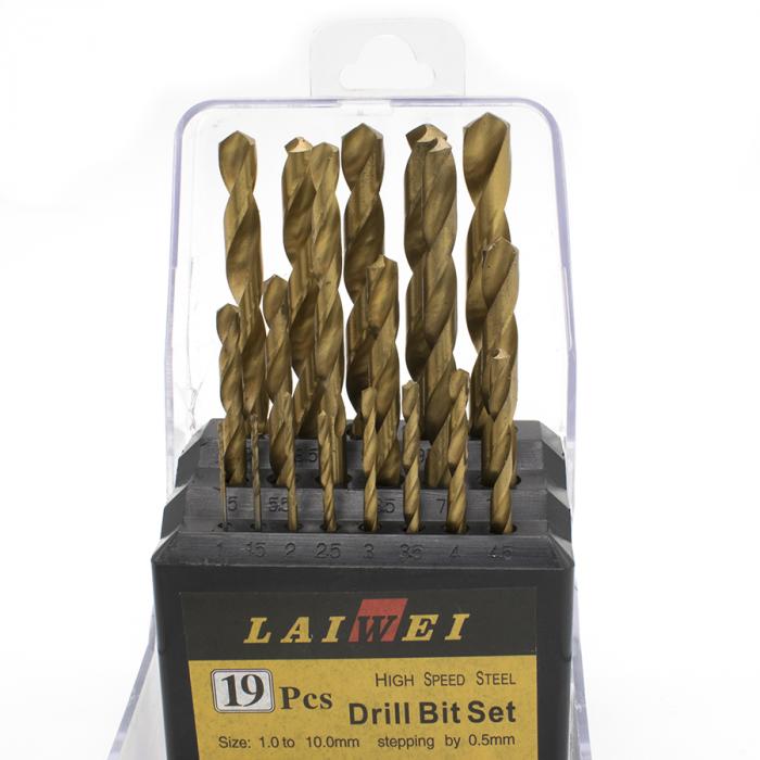 LA-MHZ-19 набор сверл по металлу с титановым покрытием из высокоскоростной стали Jobber HSS