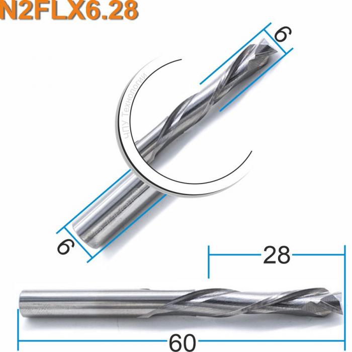 Фреза компрессионная двухзаходная DJTOL N2FLX628