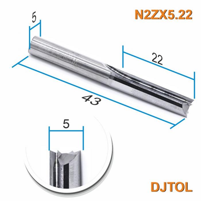 Фреза прямая двухзаходная DJTOL N2ZX5.22