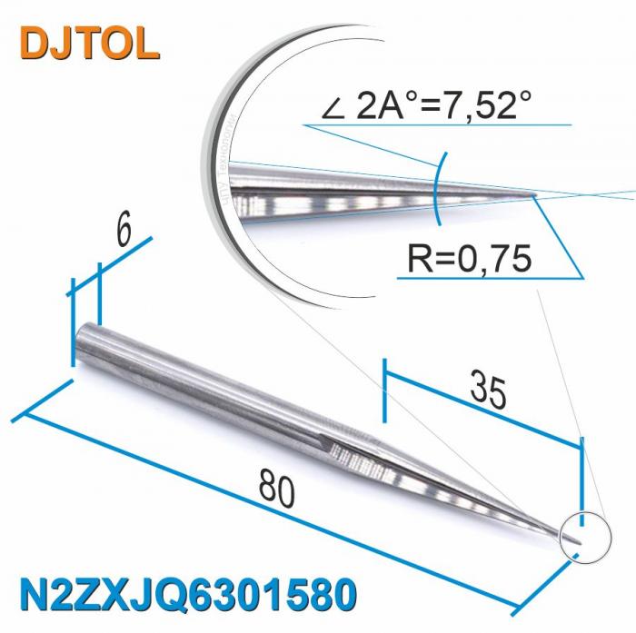 Фреза прямая двухзаходная конусная сферическая DJTOL N2ZXJQ6301580