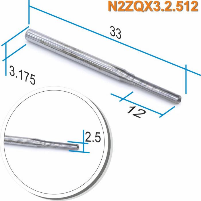 Фреза прямая двухзаходная сферическая DJTOL N2ZQX3.2.512