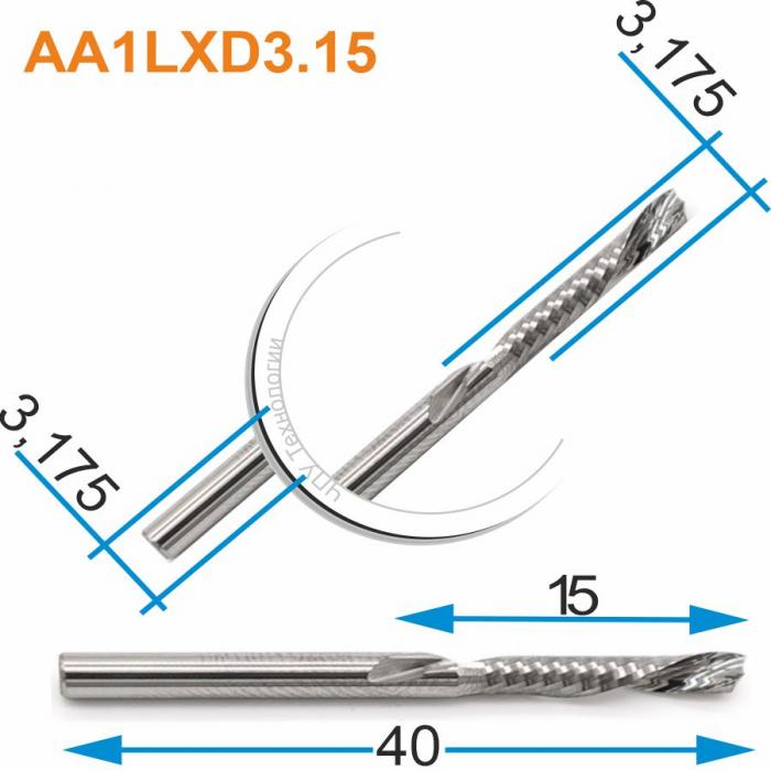 Фреза спиральная однозаходная стружка вниз DJTOL AA1LXD3.15