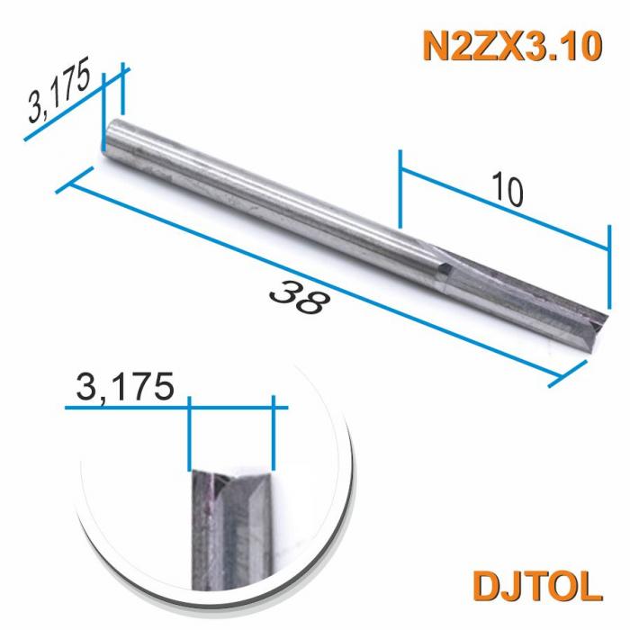 Фреза прямая двухзаходная DJTOL N2ZX3.10