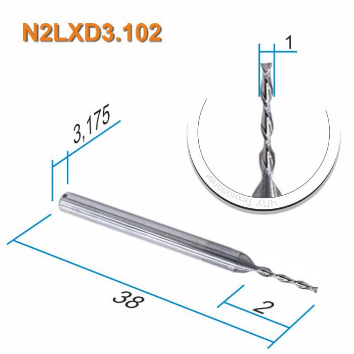 Фреза спиральная двухзаходная стружка вниз DJTOL N2LXD3.102