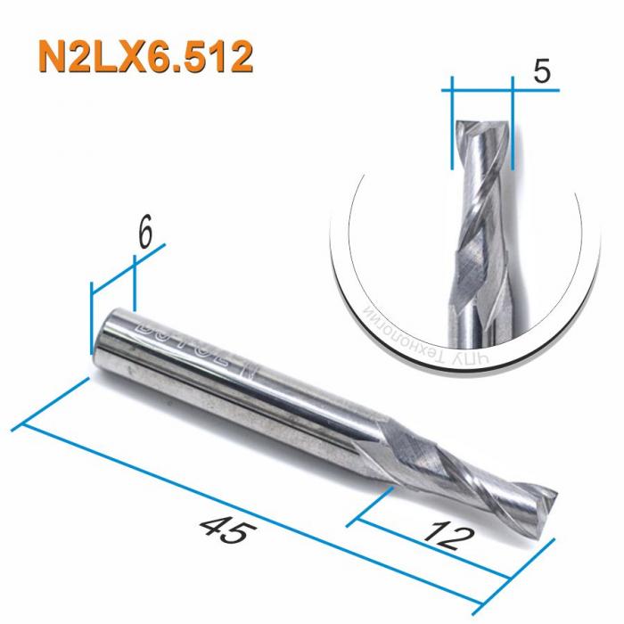 Фреза спиральная двухзаходная DJTOL N2LX6.512