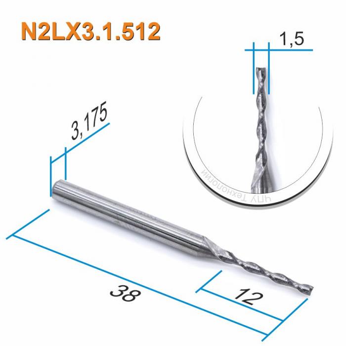 Фреза спиральная двухзаходная DJTOL N2LX3.1.512