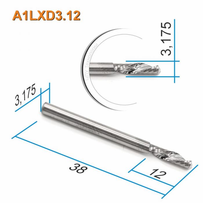 Фреза спиральная однозаходная стружка вниз DJTOL A1LXD3.12