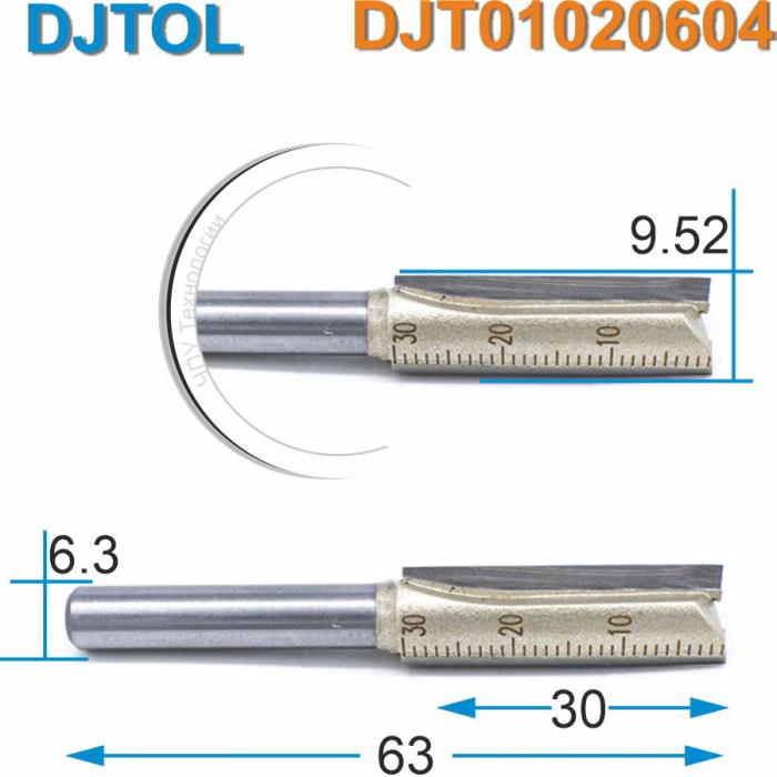 Фреза прямая пазовая (2-а ножа) DJTOL - DJT01020604