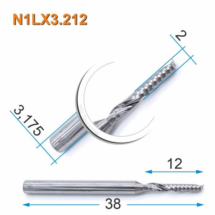 Фреза спиральная однозаходная DJTOL N1LX3.212