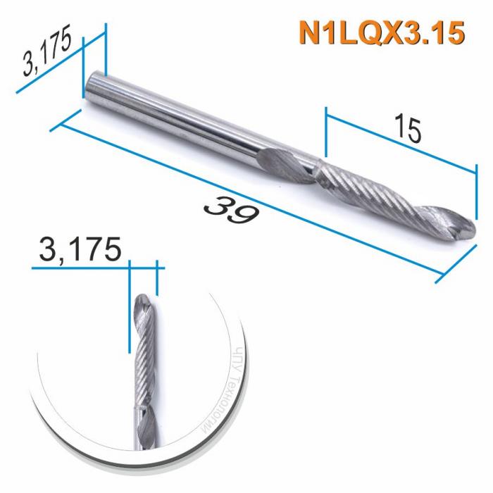 Фреза спиральная однозаходная сферическая DJTOL N1LQX3.15