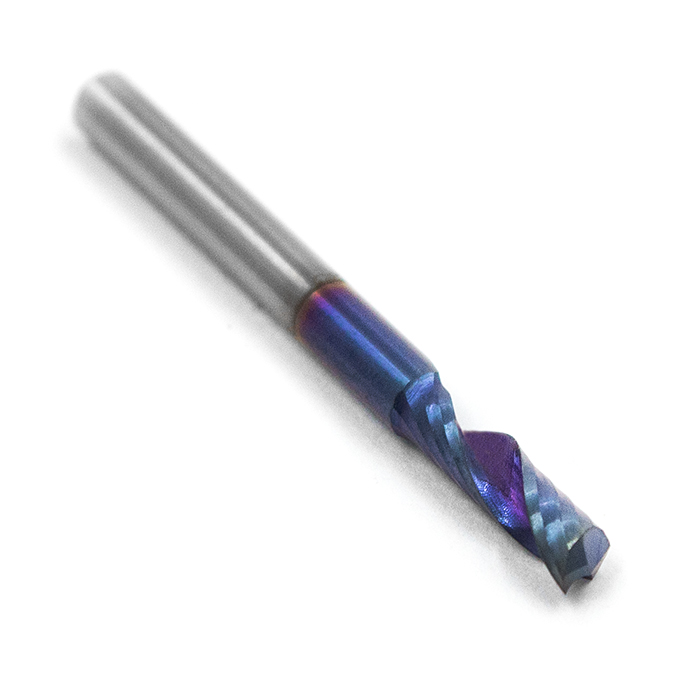 Фреза спиральная однозаходная стружка вверх MF1X3.12-BNC с нано-синим покрытием