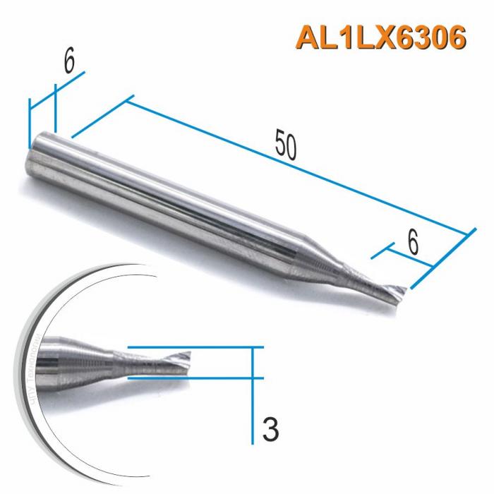 Фреза спиральная однозаходная по цветному металлу DJTOL AL1LX6306