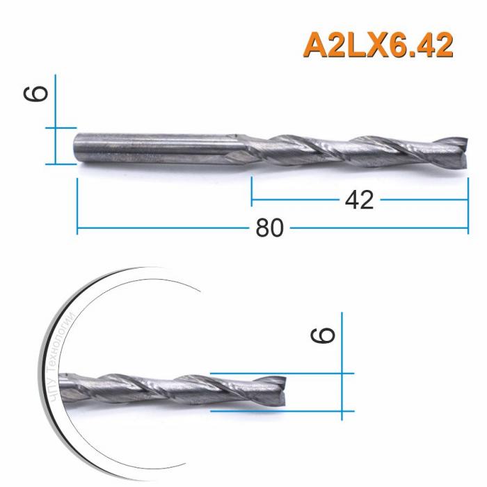Фреза спиральная двухзаходная DJTOL A2LX6.42