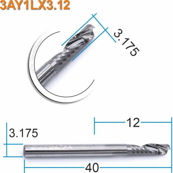 Фреза спиральная однозаходная DJTOL 3AY1LX3.12