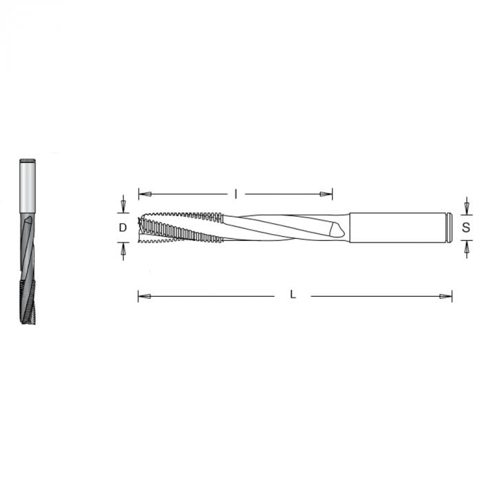 Фреза спиральная трехзаходная Dimar стружка вверх со стружколомом 1786520