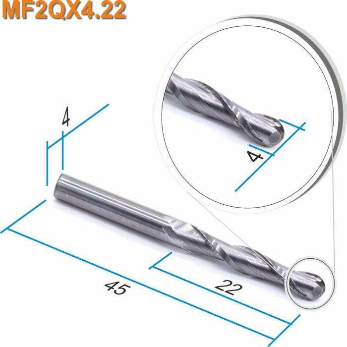 Фреза спиральная двухзаходная сферическая Mnogofrez MF2QX4.22