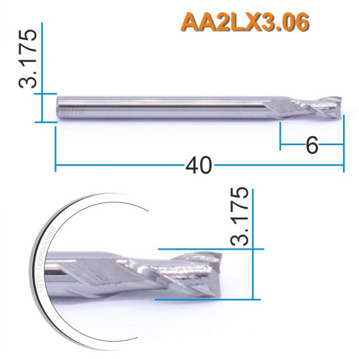Фреза спиральная двухзаходная DJTOL AA2LX3.06