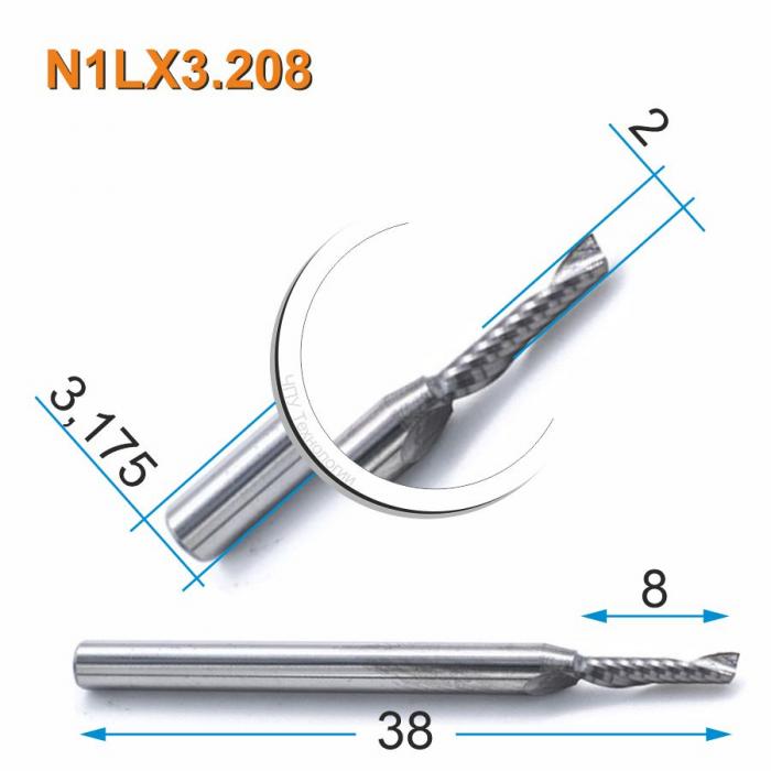 Фреза спиральная однозаходная DJTOL N1LX3.208