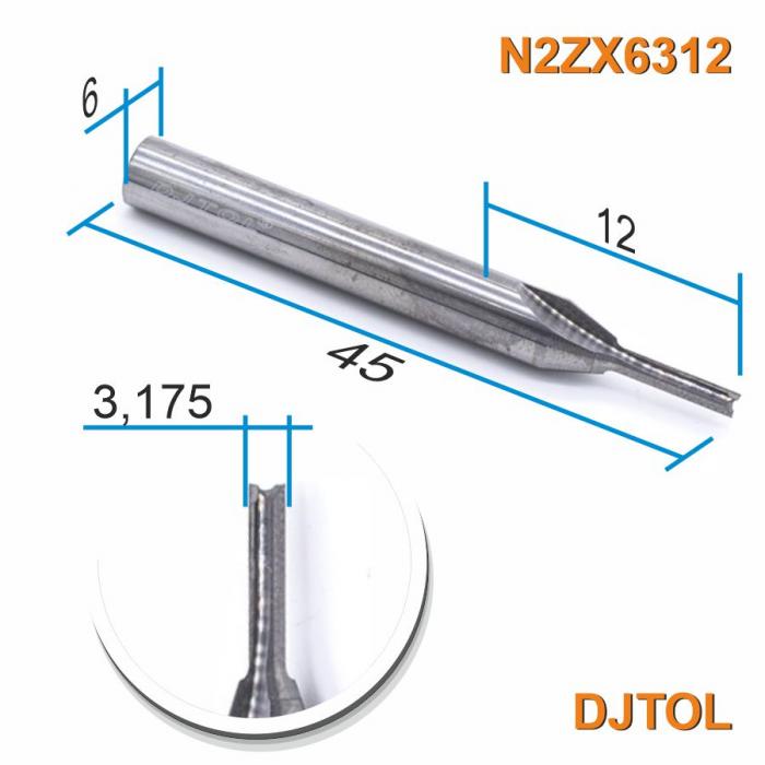 Фреза прямая двухзаходная DJTOL N2ZX6312