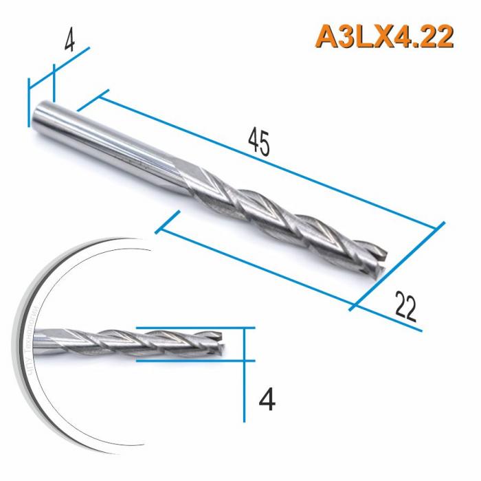 Фреза спиральная трехзаходная DJTOL A3LX4.22