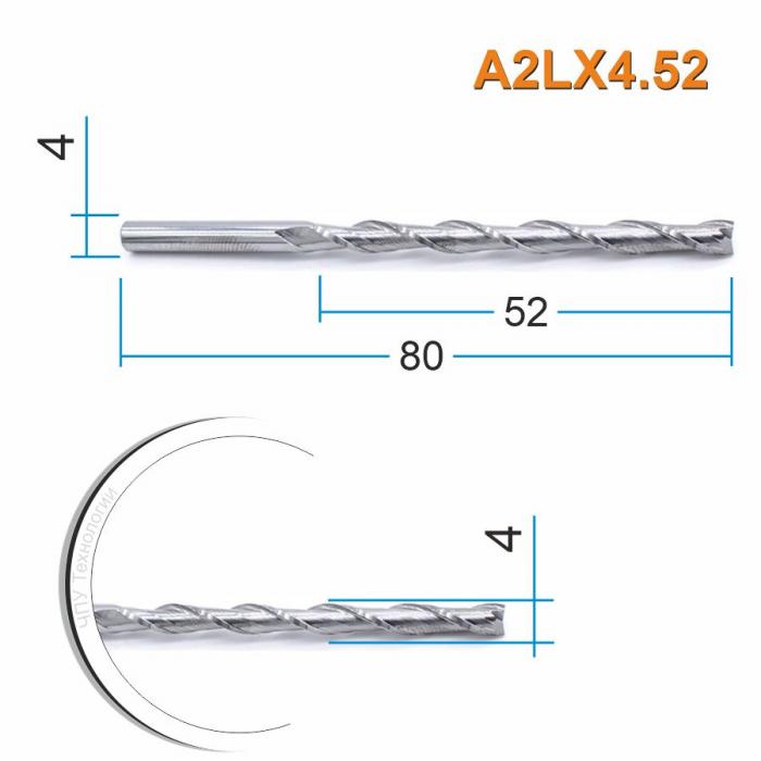 Фреза спиральная двухзаходная DJTOL A2LX4.52