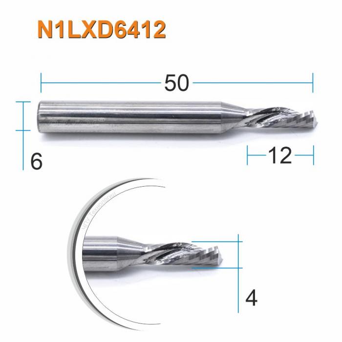 Фреза спиральная однозаходная стружка вниз DJTOL N1LXD6412