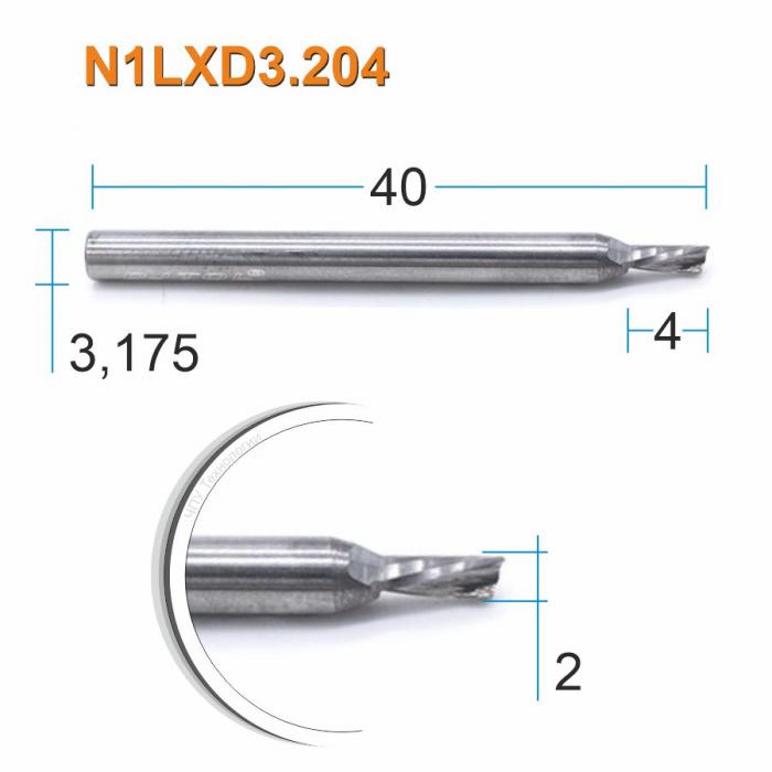 Фреза спиральная однозаходная стружка вниз DJTOL N1LXD3.204