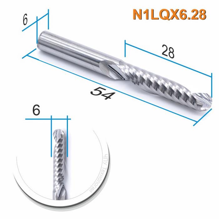 Фреза спиральная однозаходная сферическая DJTOL N1LQX6.28
