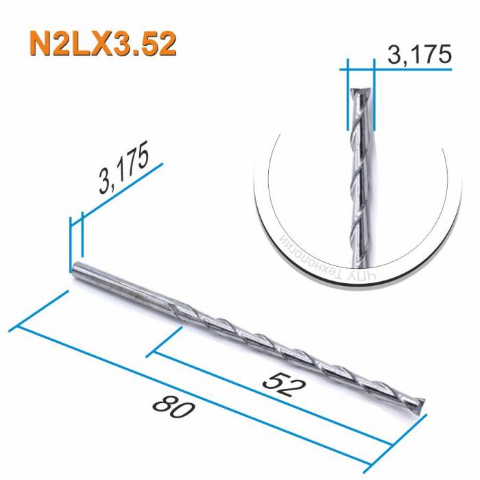 Фреза спиральная двухзаходная DJTOL N2LX3.52