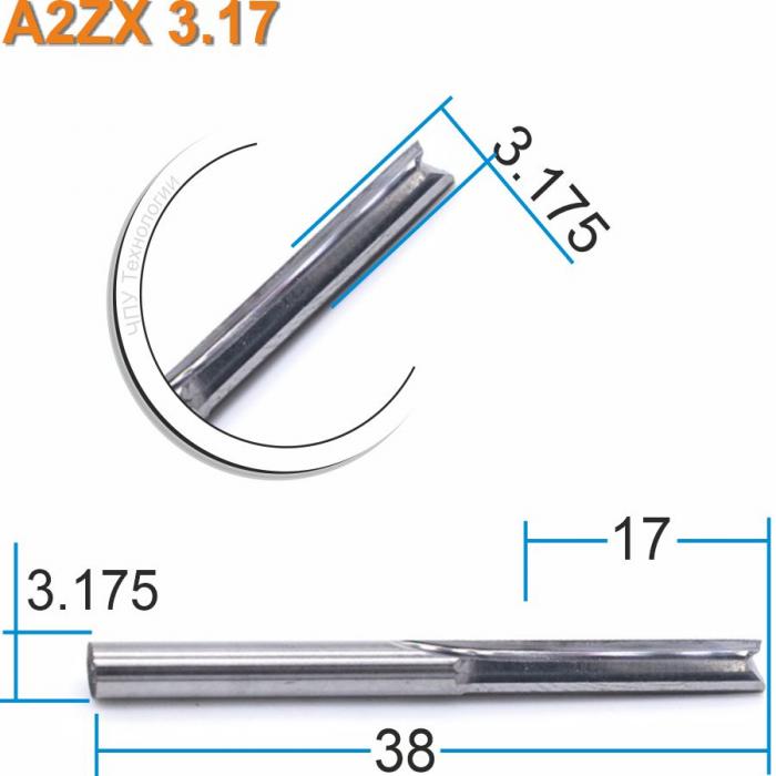 Фреза прямая двухзаходная DJTOL A2ZX3.17