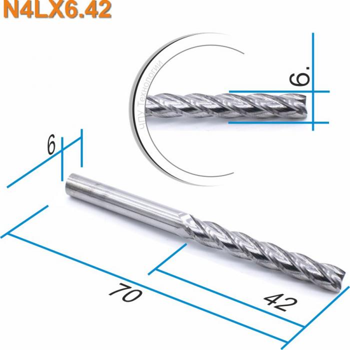 Фреза спиральная четырехзаходная DJTOL N4LX6.42
