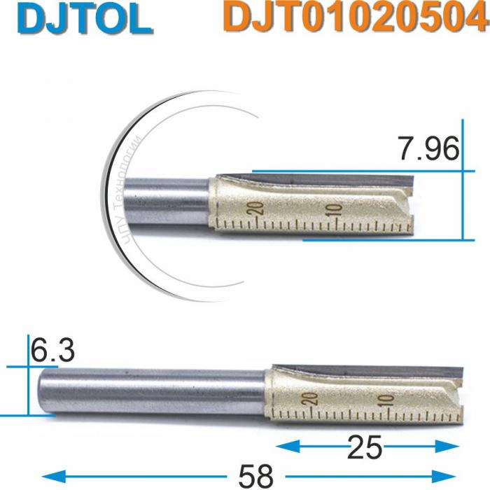 Фреза прямая пазовая (2-а ножа) DJTOL - DJT01020504