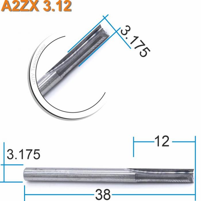 Фреза прямая двухзаходная DJTOL A2ZX3.12