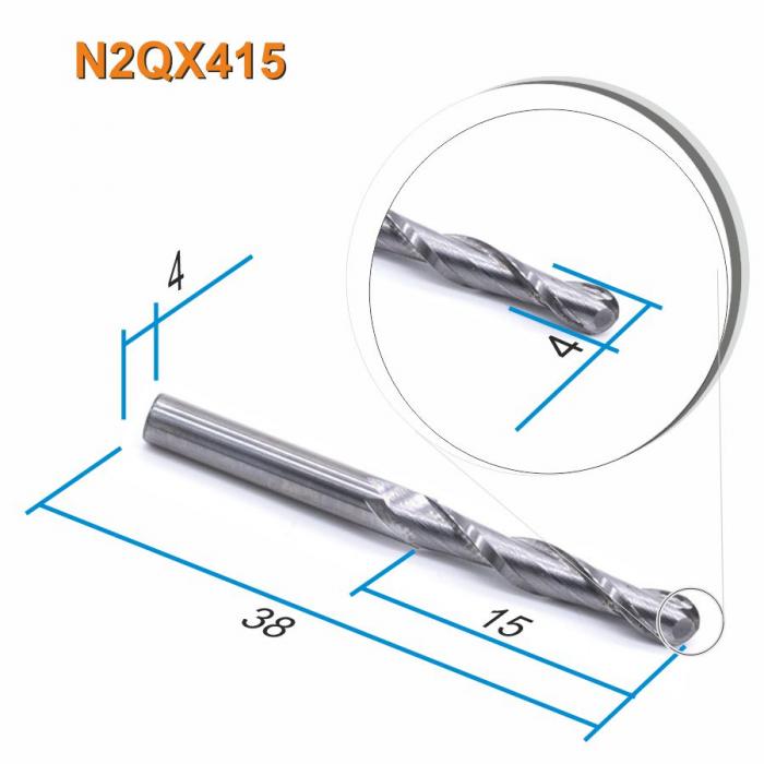 Фреза спиральная двухзаходная сферическая DJTOL N2QX4.15
