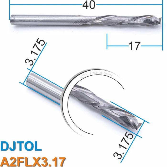 Фреза компрессионная двухзаходная DJTOL A2FLX3.17