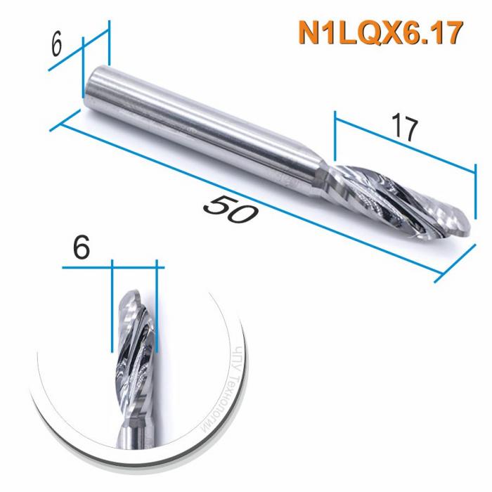 Фреза спиральная однозаходная сферическая DJTOL N1LQX6.17