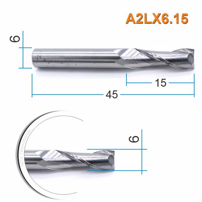 Фреза спиральная двухзаходная DJTOL A2LX6.15