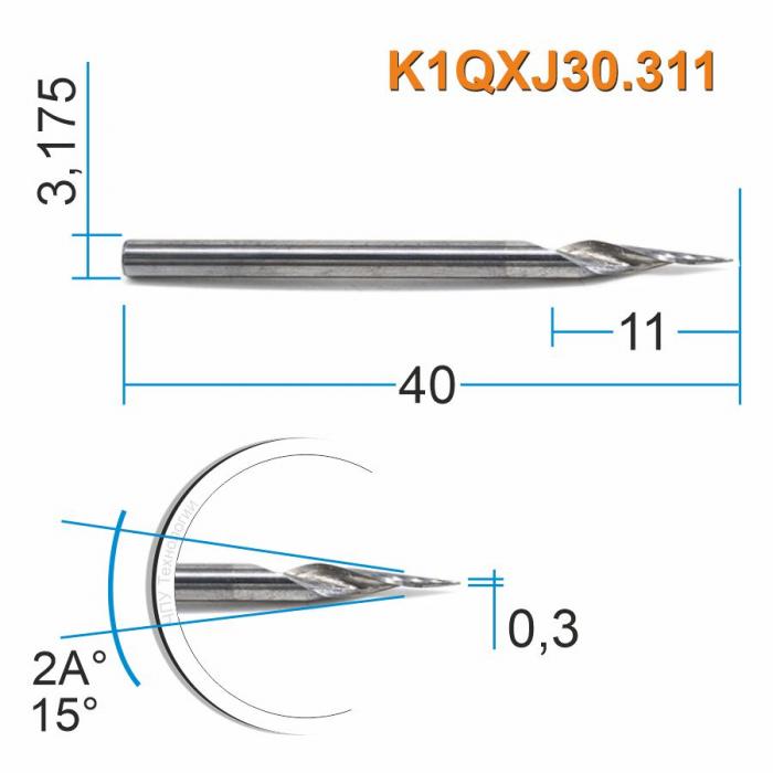 Фреза спиральная однозаходная конусная DJTOL K1QXJ30.311