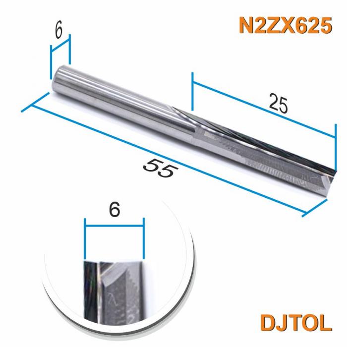 Фреза прямая двухзаходная DJTOL N2ZX625